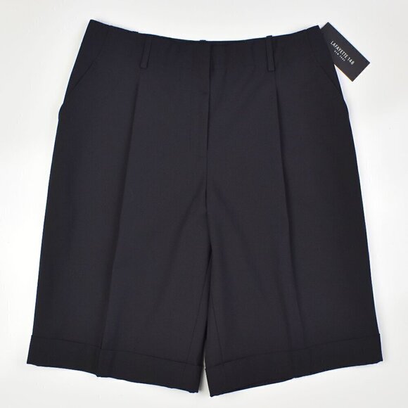 Lafayette 148 Pleated Bermuda Shorts Black NEW 6